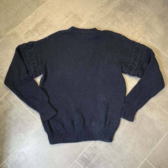 Vintage Structure Sweater Men’s XL Blue Argyle Cable Knit Sleeves Heavyweight - Picture 12 of 13